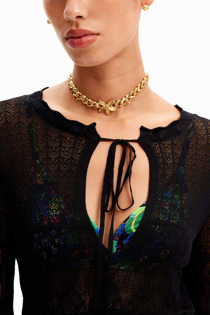 Robe tunique courte motif ajouré | Desigual