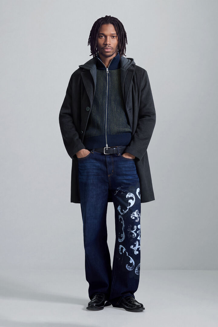 manteau en laine boutonn&eacute;