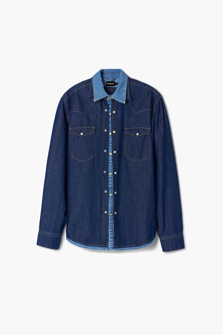 Chemise en denim patchwork