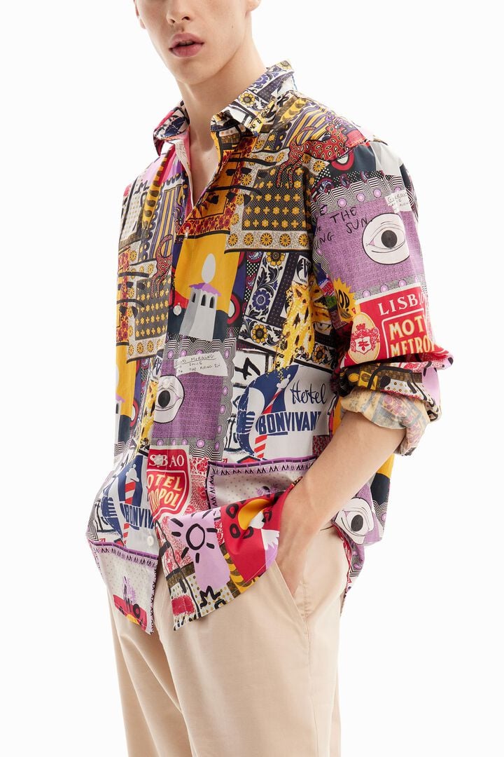 Camisa popel&iacute;n patchwork | Desigual