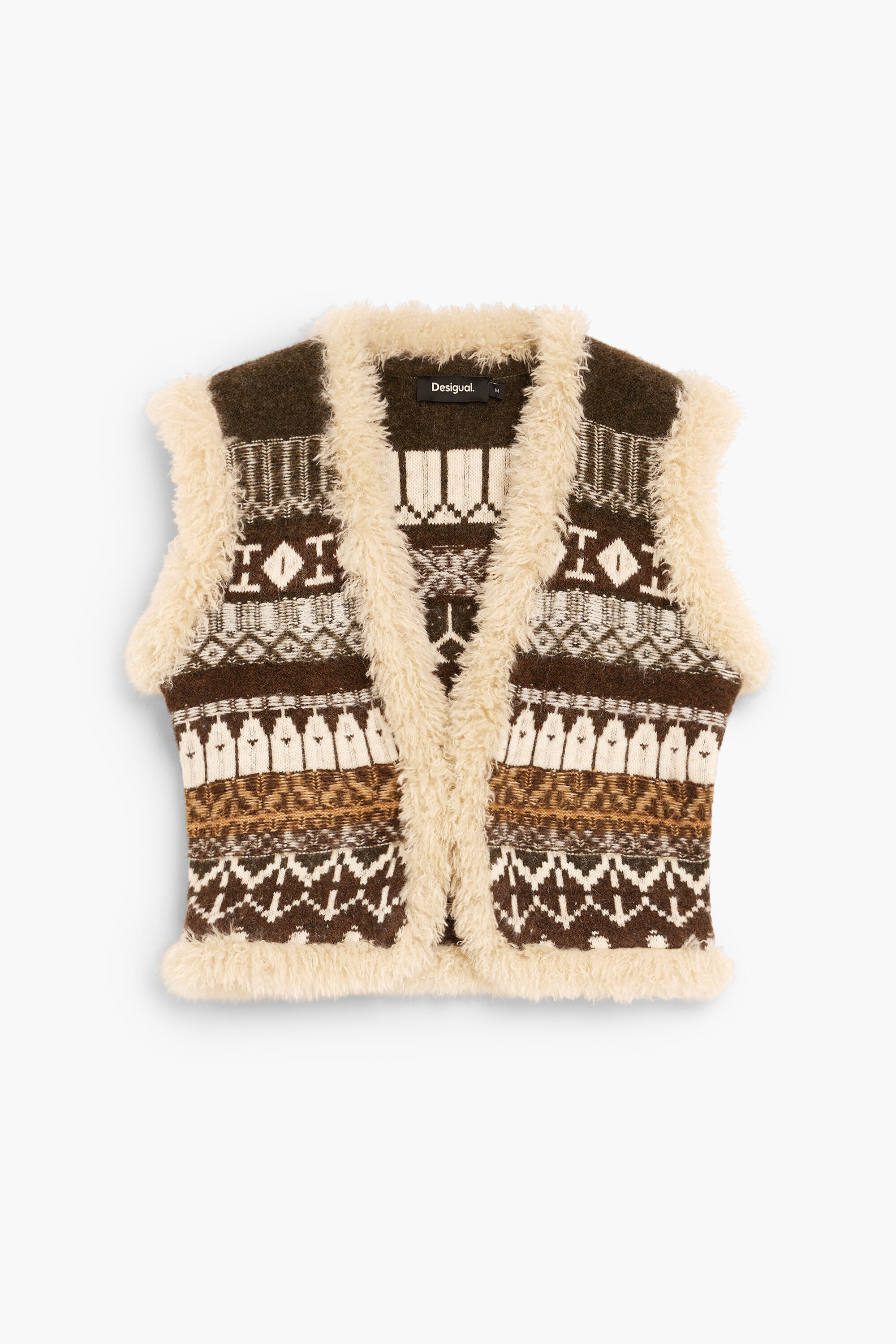 Printed jacquard knit vest multicolour Women's I Desigual.com