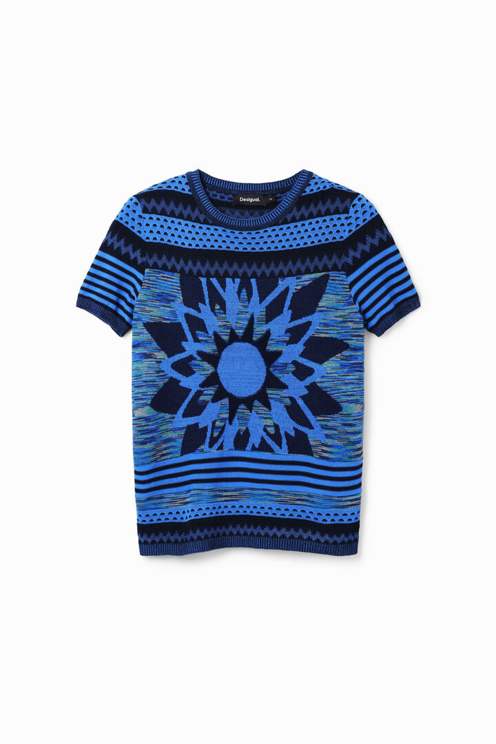 Knit flower T-shirt