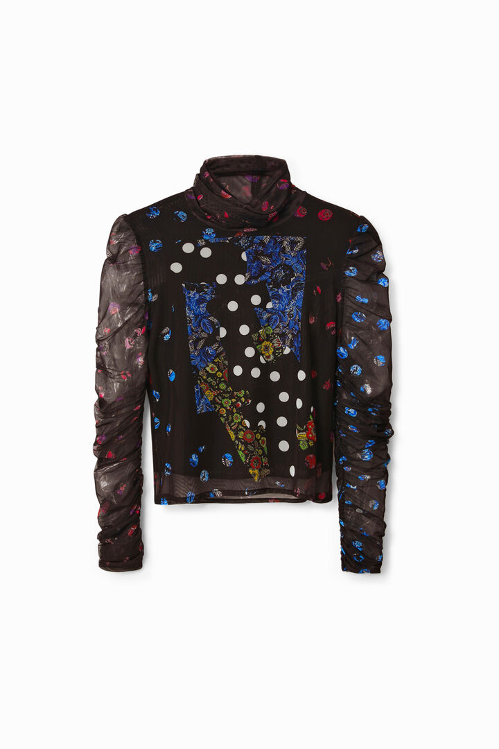 Camiseta tul patch lunares y flores | Desigual