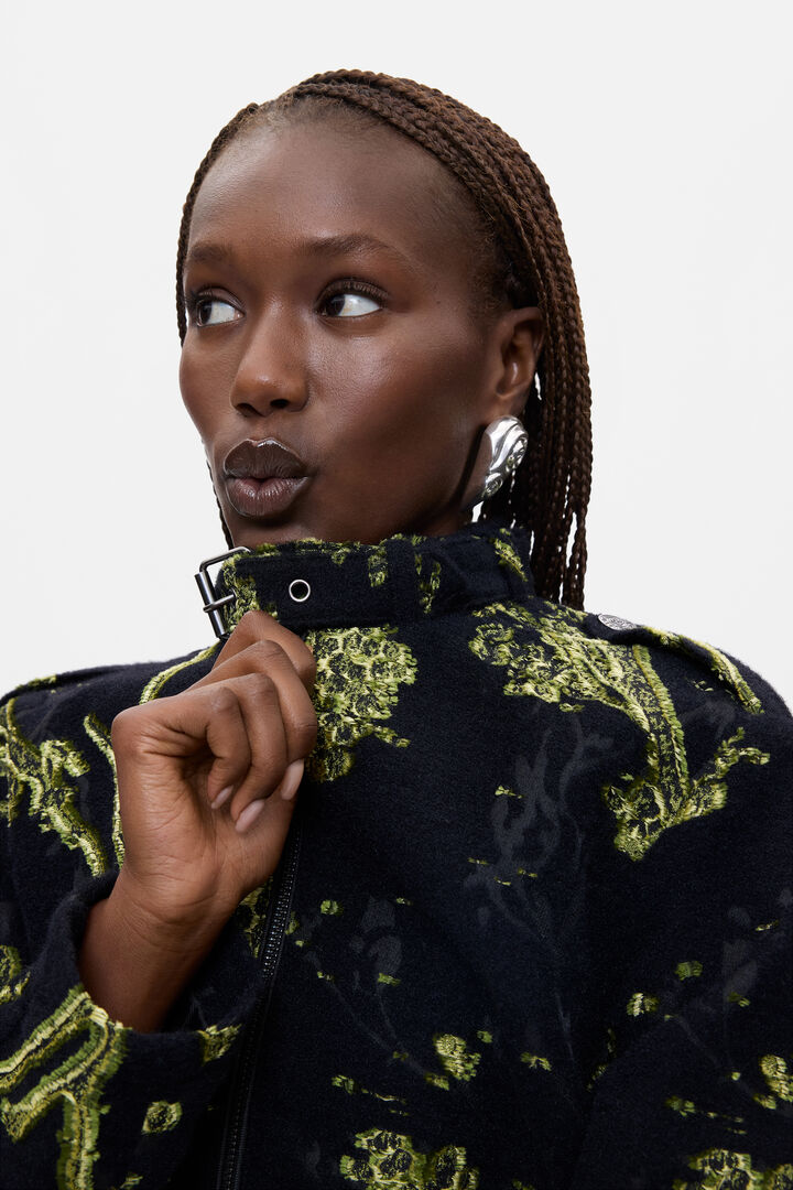 Printed Mao Collar Jacket
