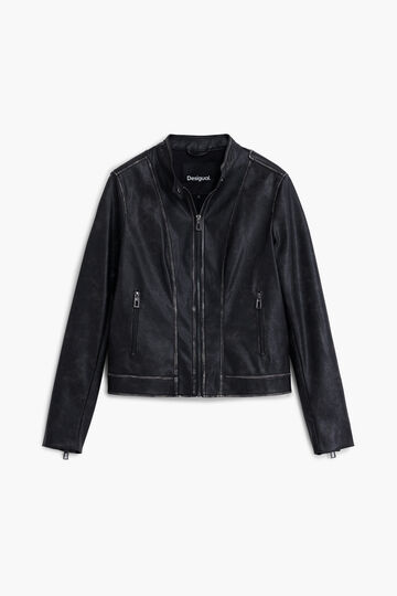 Jacket with worn leather effect | Desigual