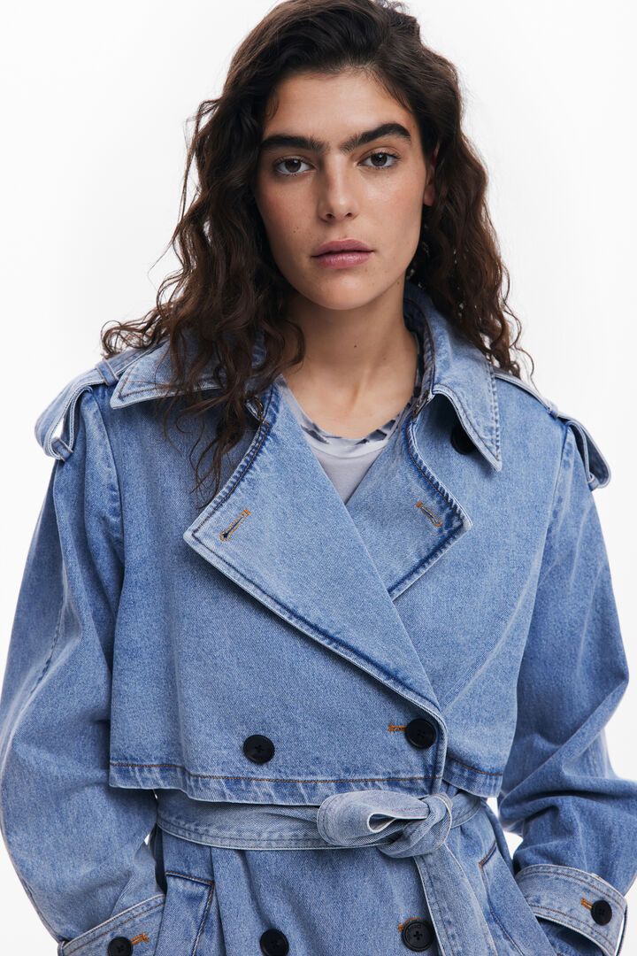 Denim trench coat with belt | Desigual