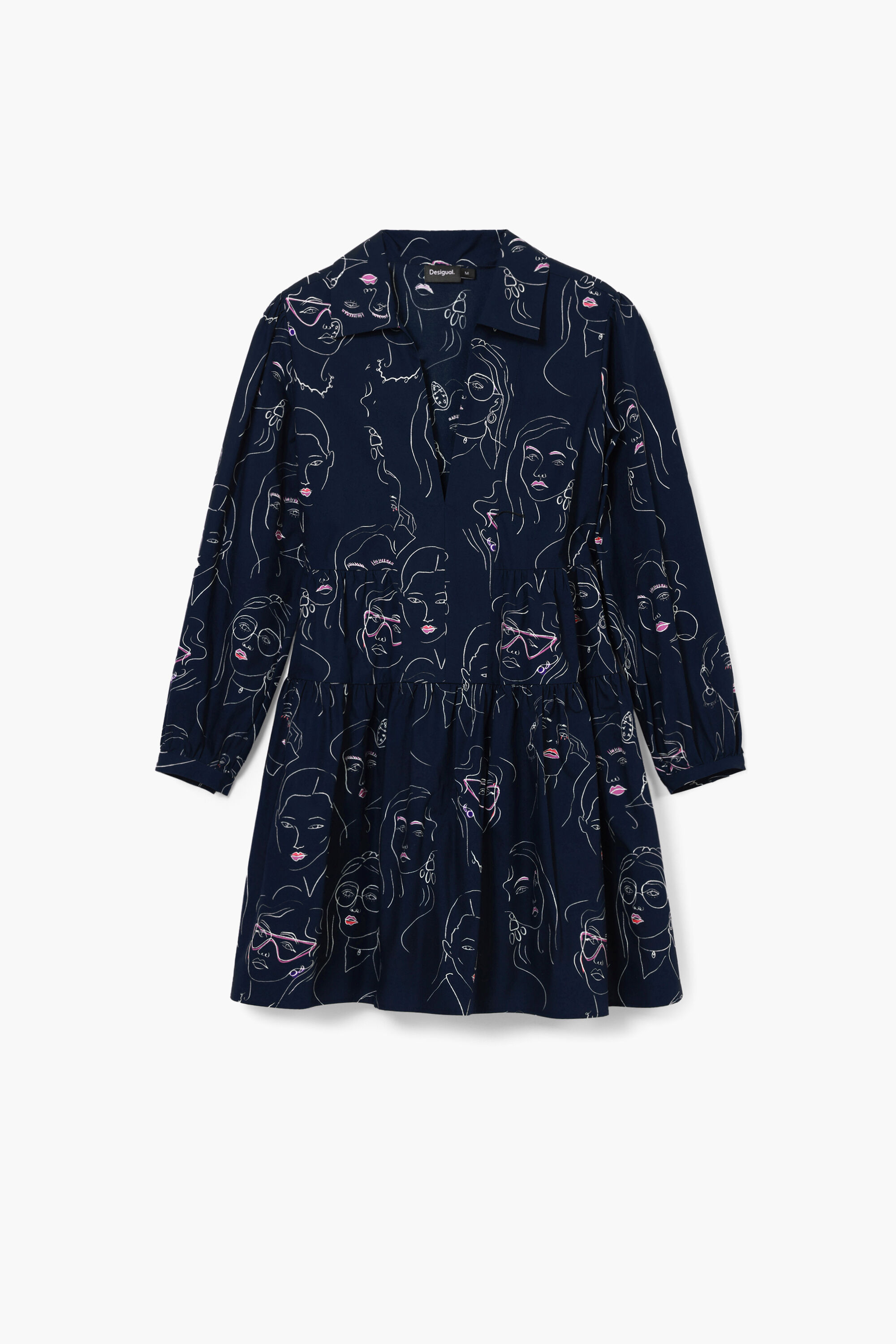 Desigual, Minikleid mit Gesichtern, Baumwolle, Blau, L