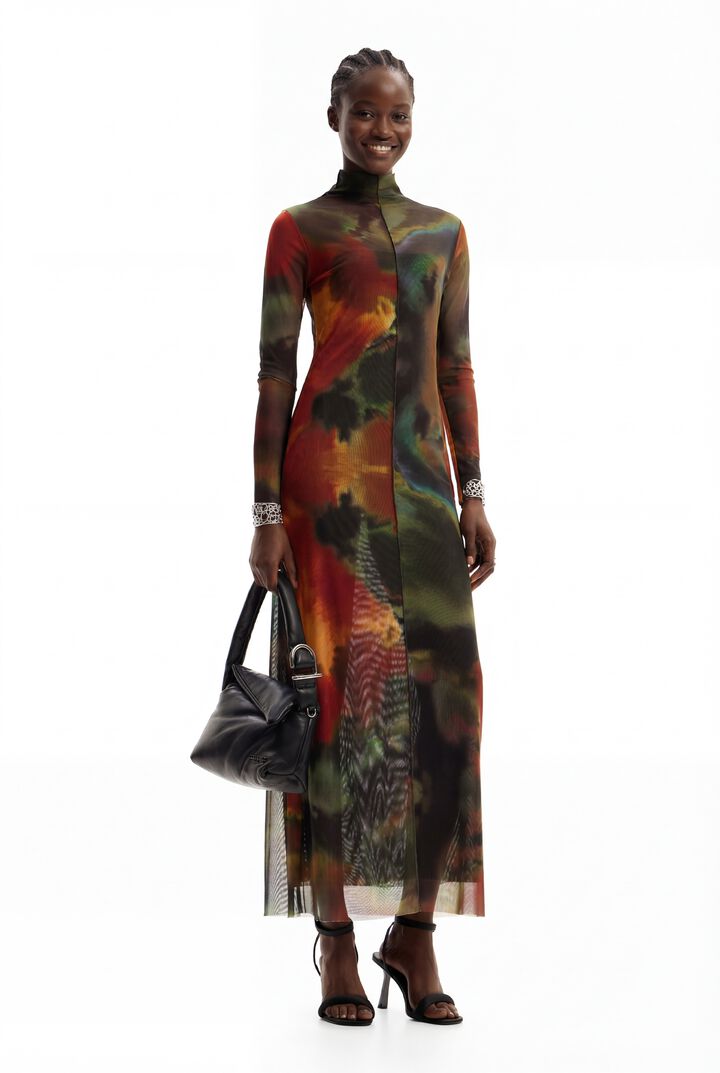 Vestido midi aquarela