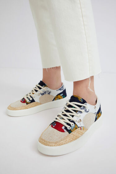 Patchwork sneakers with raffia | Desigual