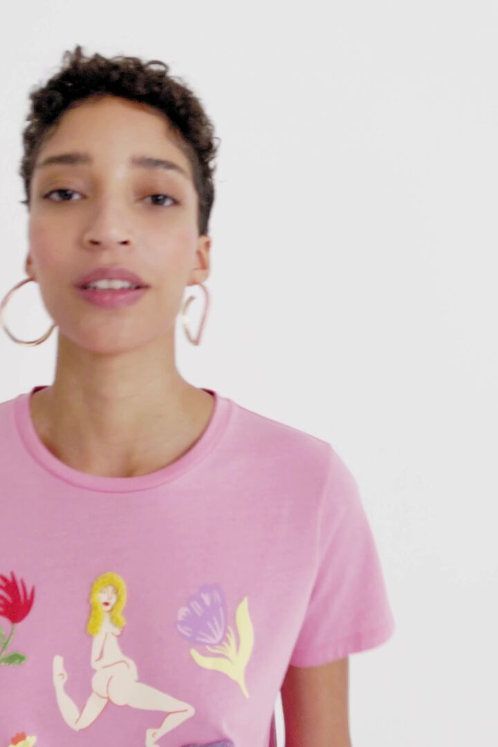 T-shirt organique à broderies de Miranda Makaroff | Desigual