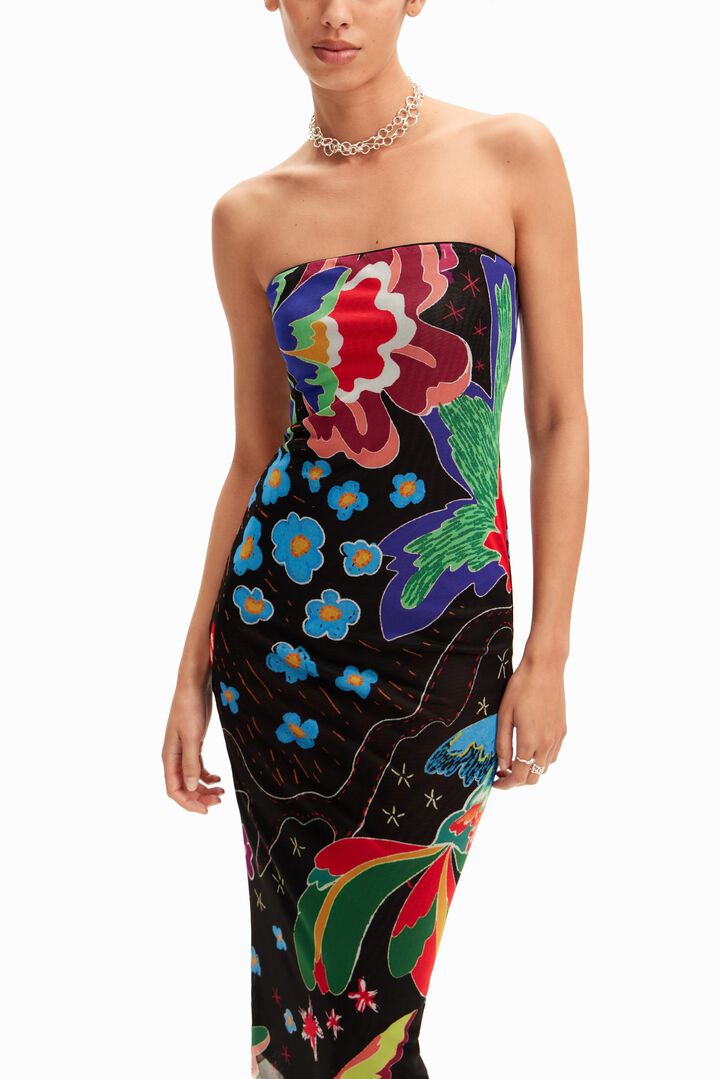 Robe midi bandeau dessins jungle | Desigual