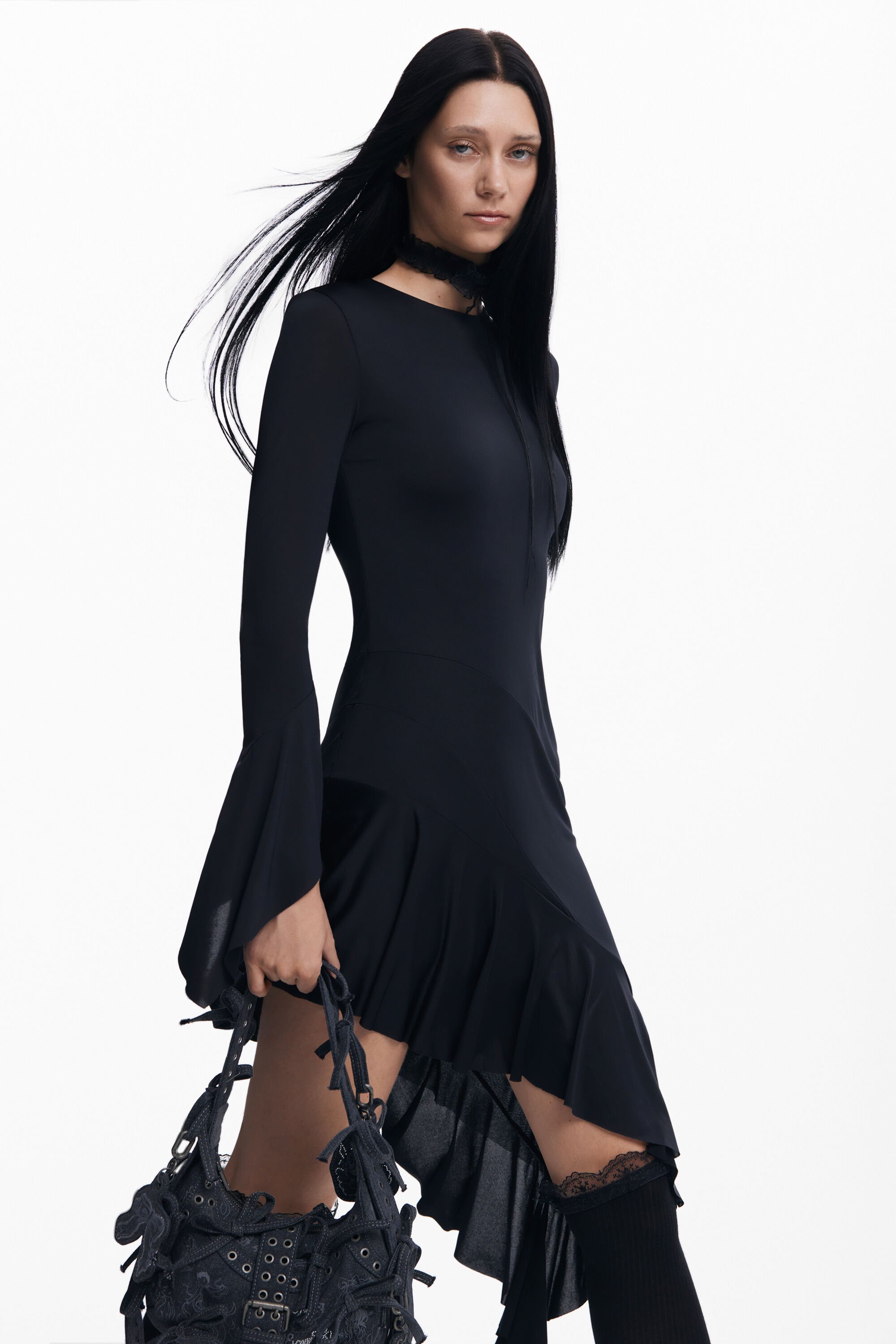 Robe noire asymetrique Maria Escote de femme I Desigual