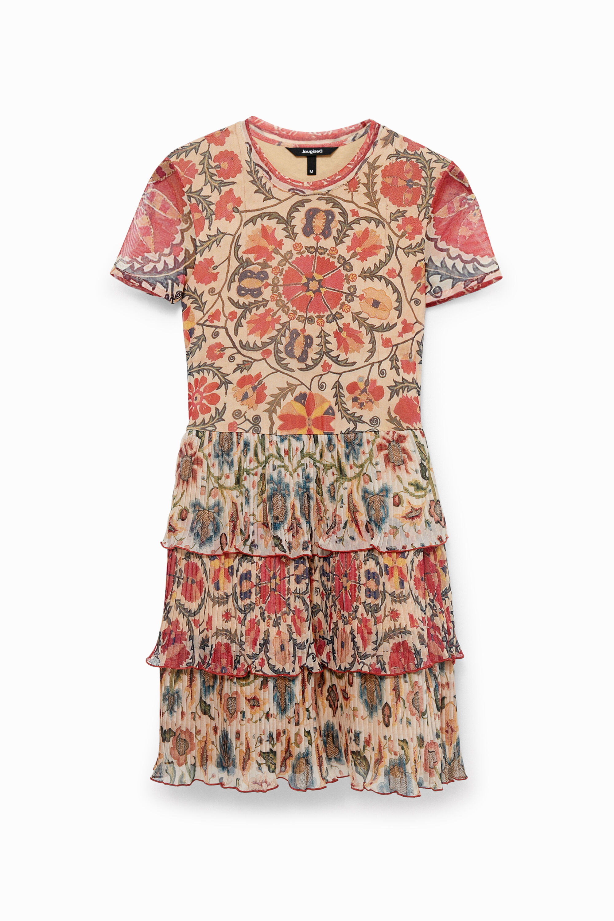 Mehrlagiges, geblümtes Kleid