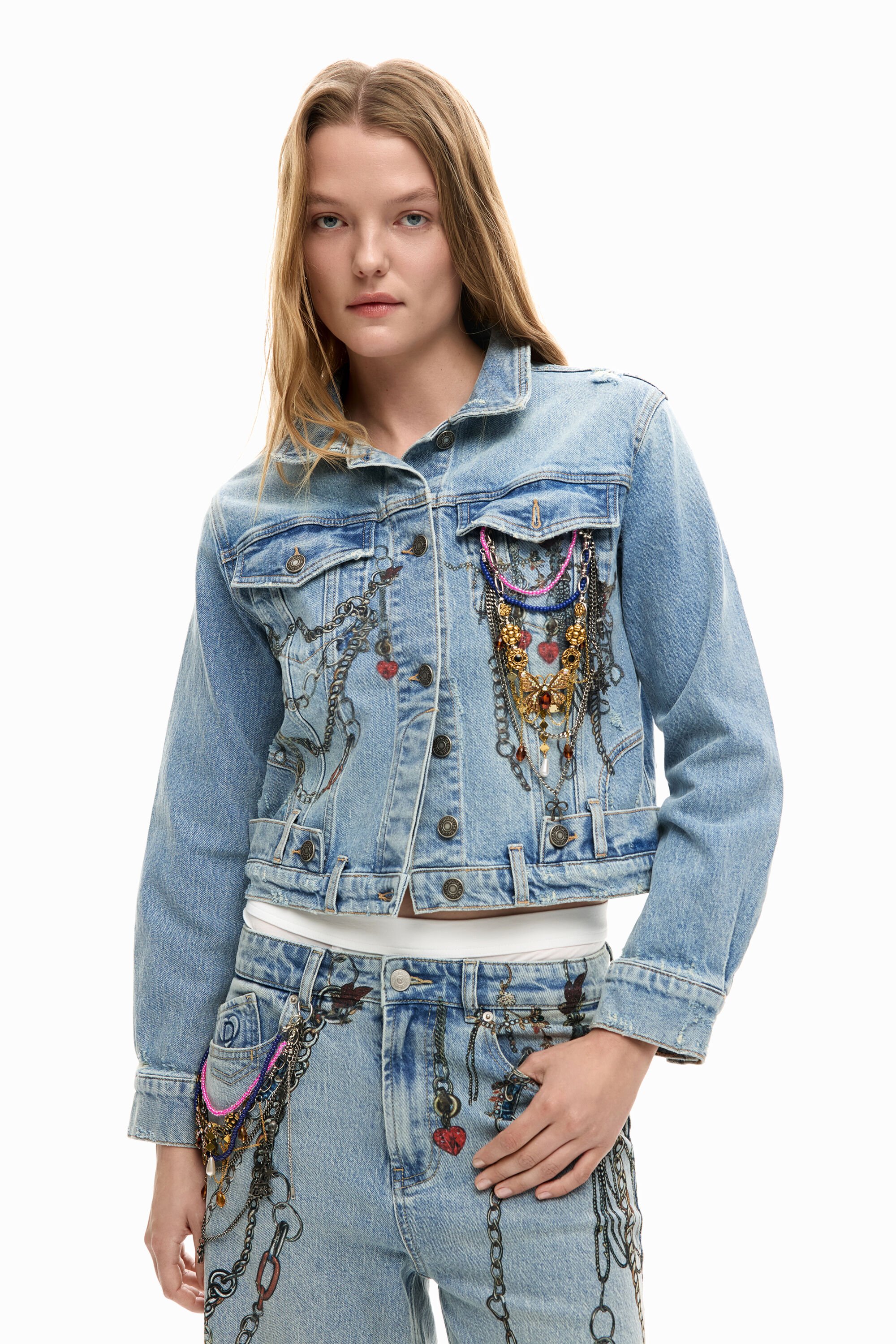 Desigual, TRUCKER-JACKE AUS DENIM, Damen, Baumwolle, Blau, L