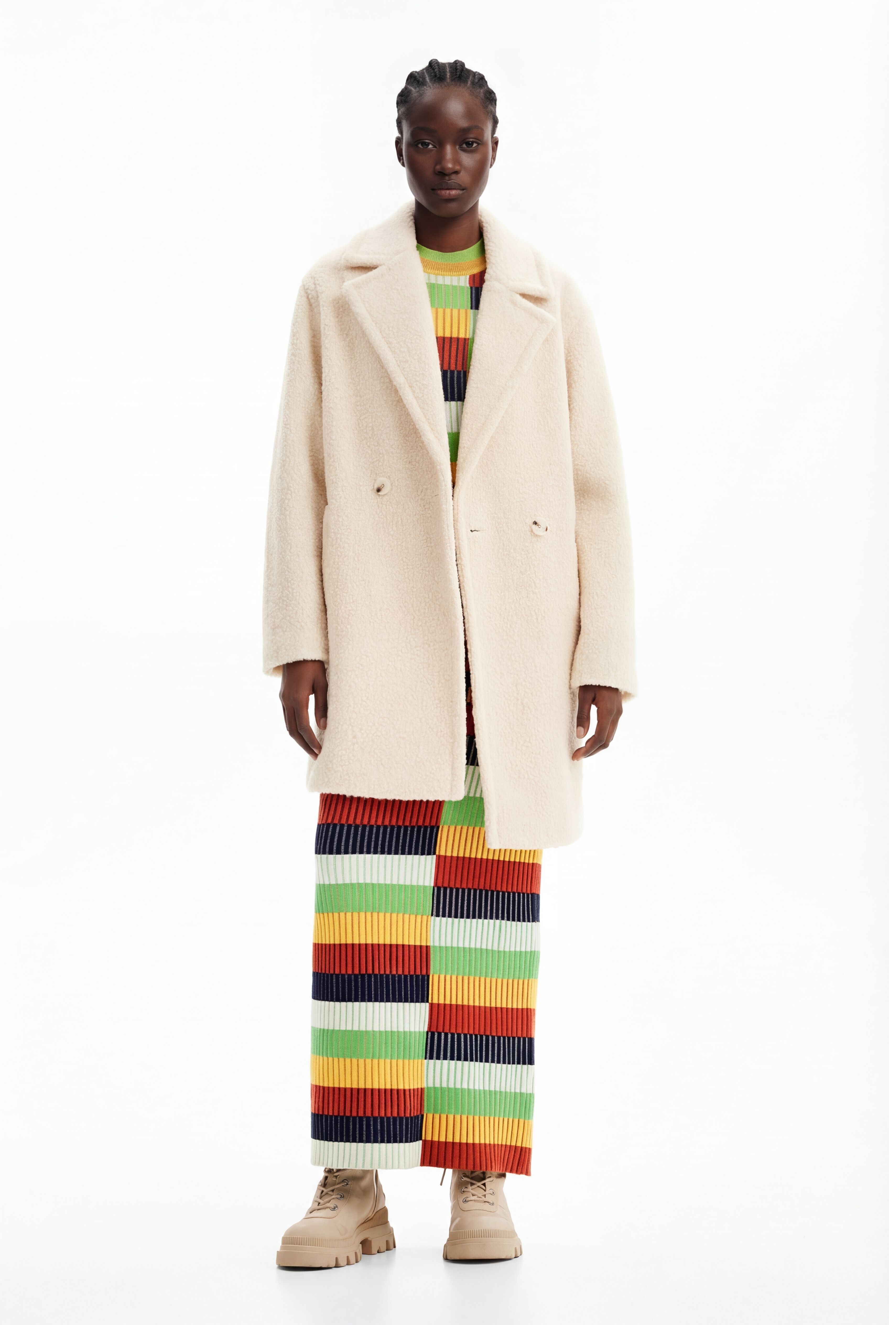 Desigual, Wickelmantel Bouclé, Damen, Polyester, Weiß, M