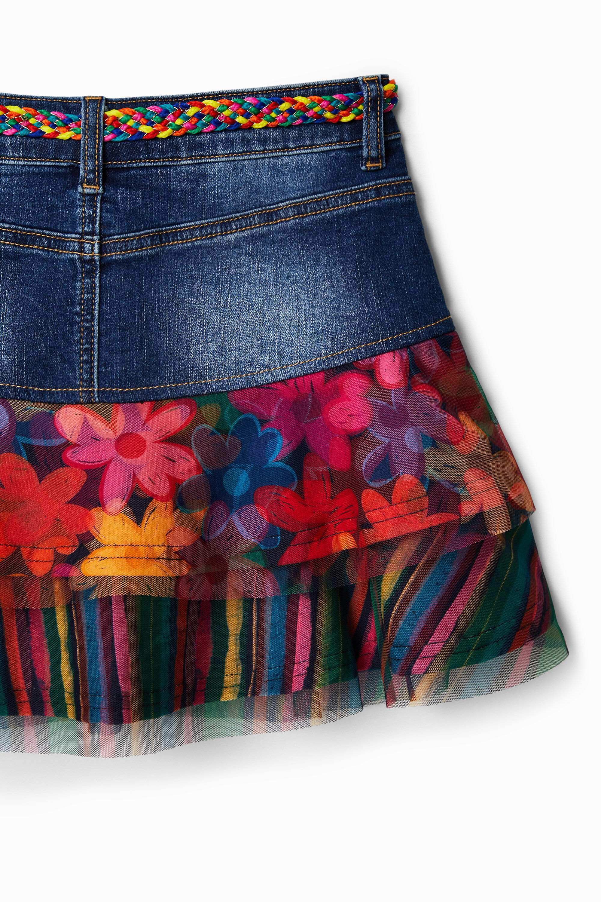 Ruffled denim mini skirt Desigual Girls Clothing Skirts Mini Skirts 