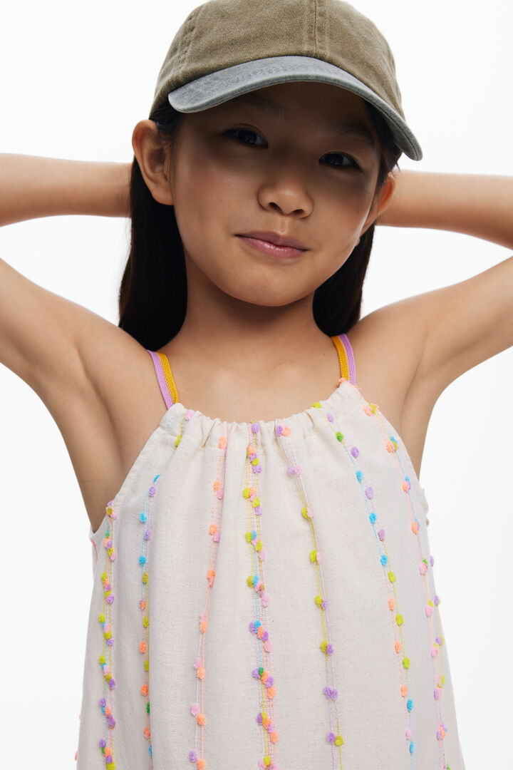 Dress with straps and pompoms | Desigual