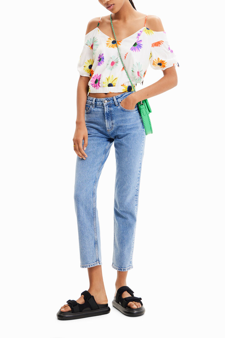 Short gathered floral blouse | Desigual