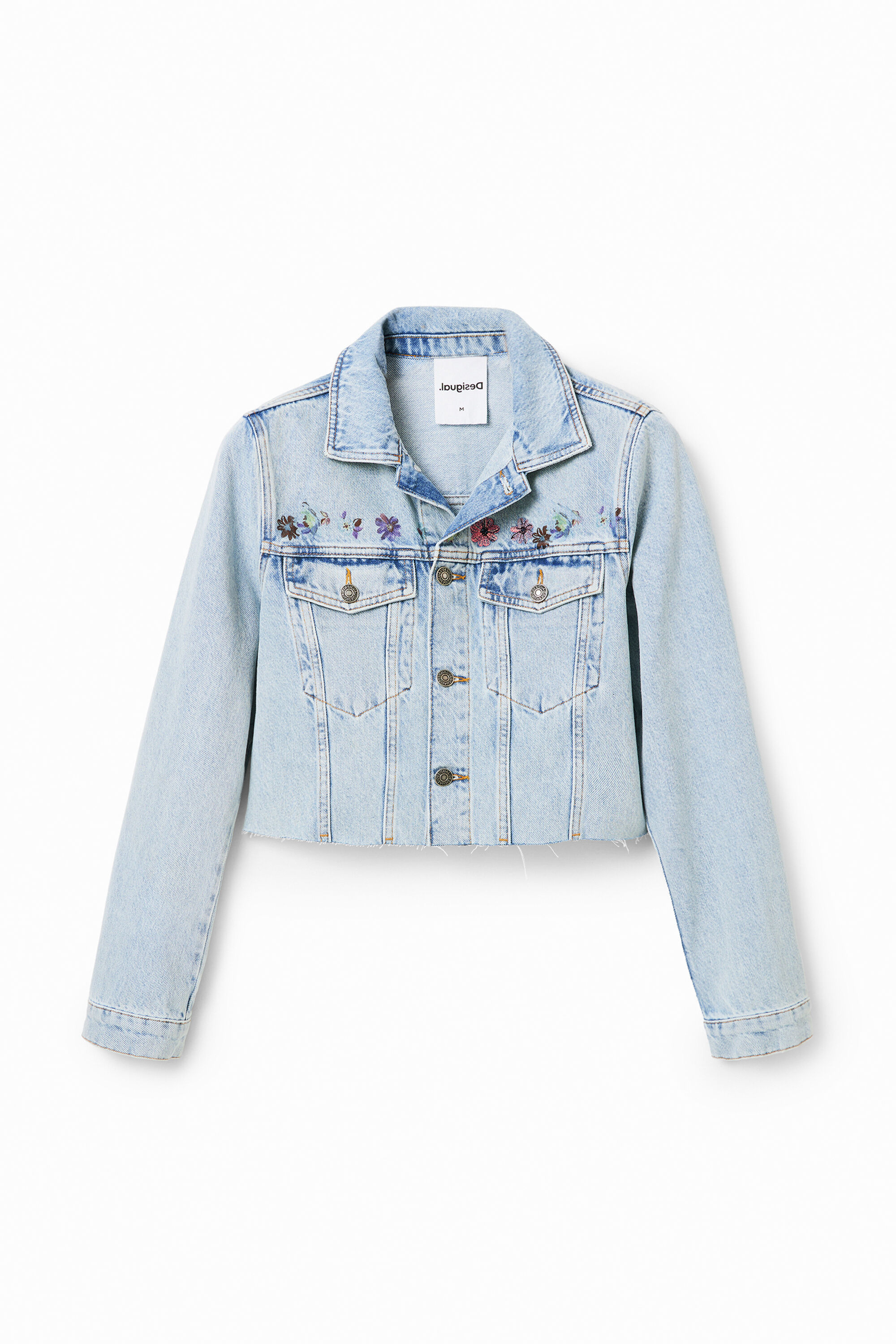 Chaqueta vaquera corta flores