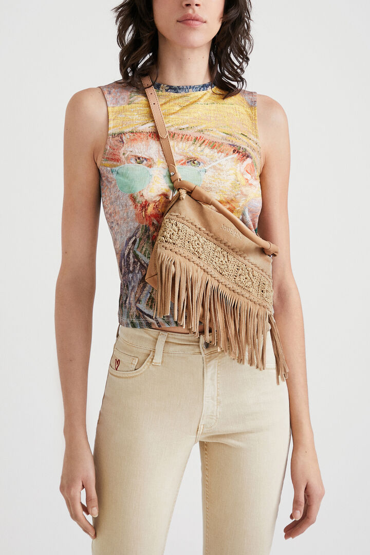 Tasselled leather sling bag | Desigual