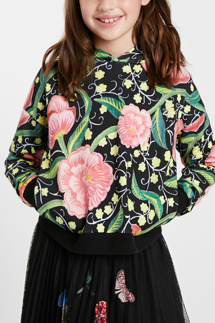 Hooded sweatshirt flowers | Desigual