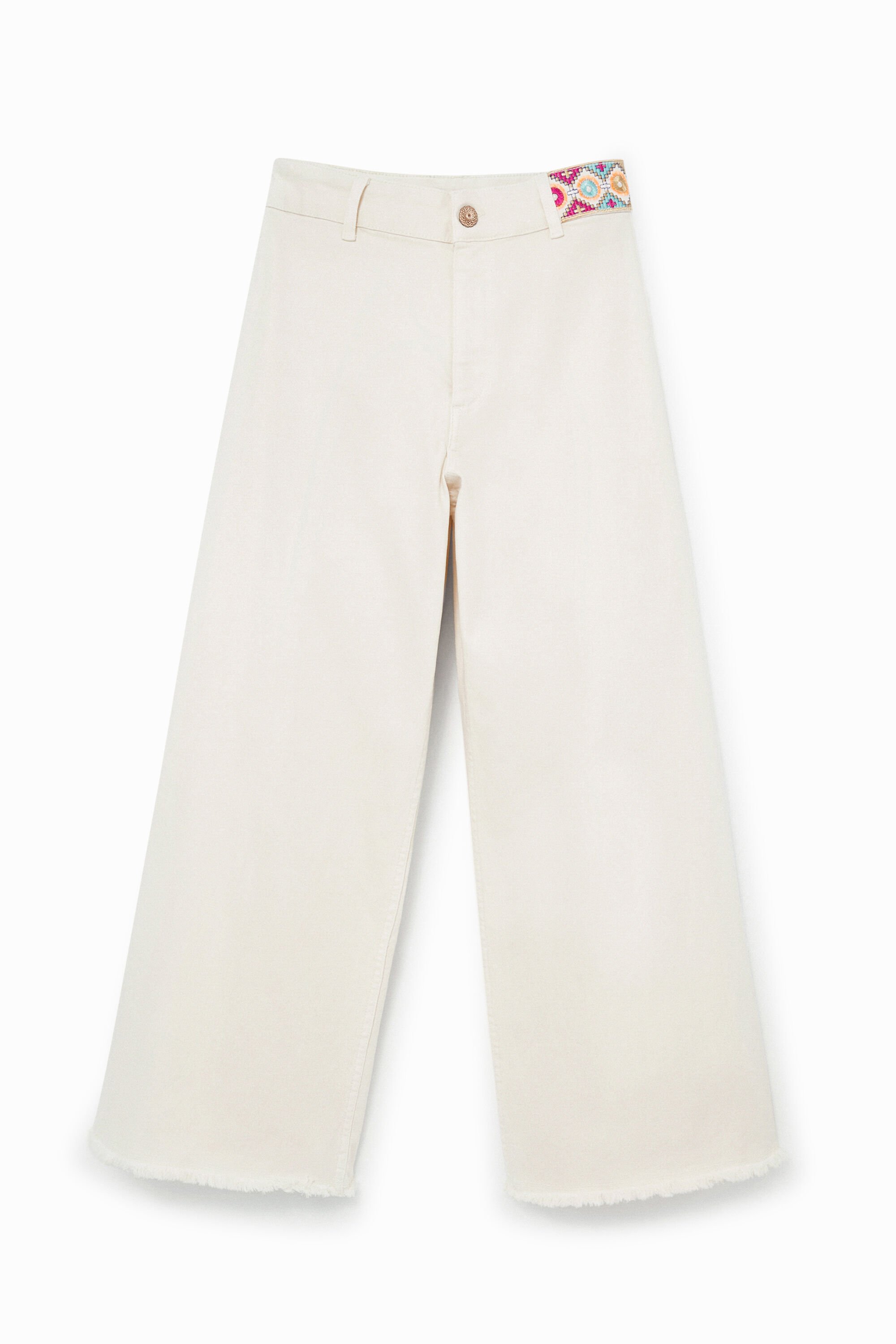 Weiße Jeans-Culotte