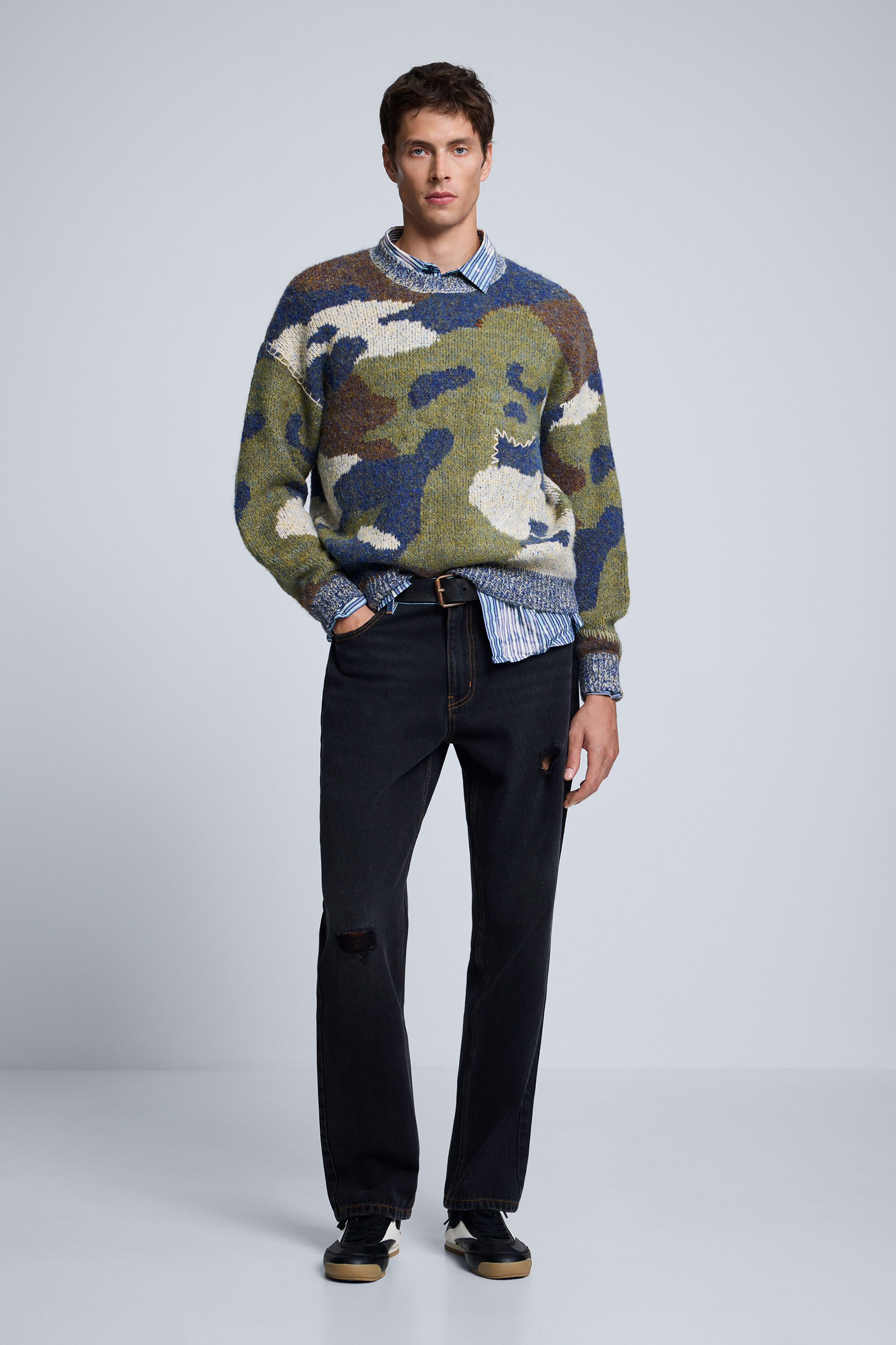 jersey jacquard camuflaje, Hombre, Verde,