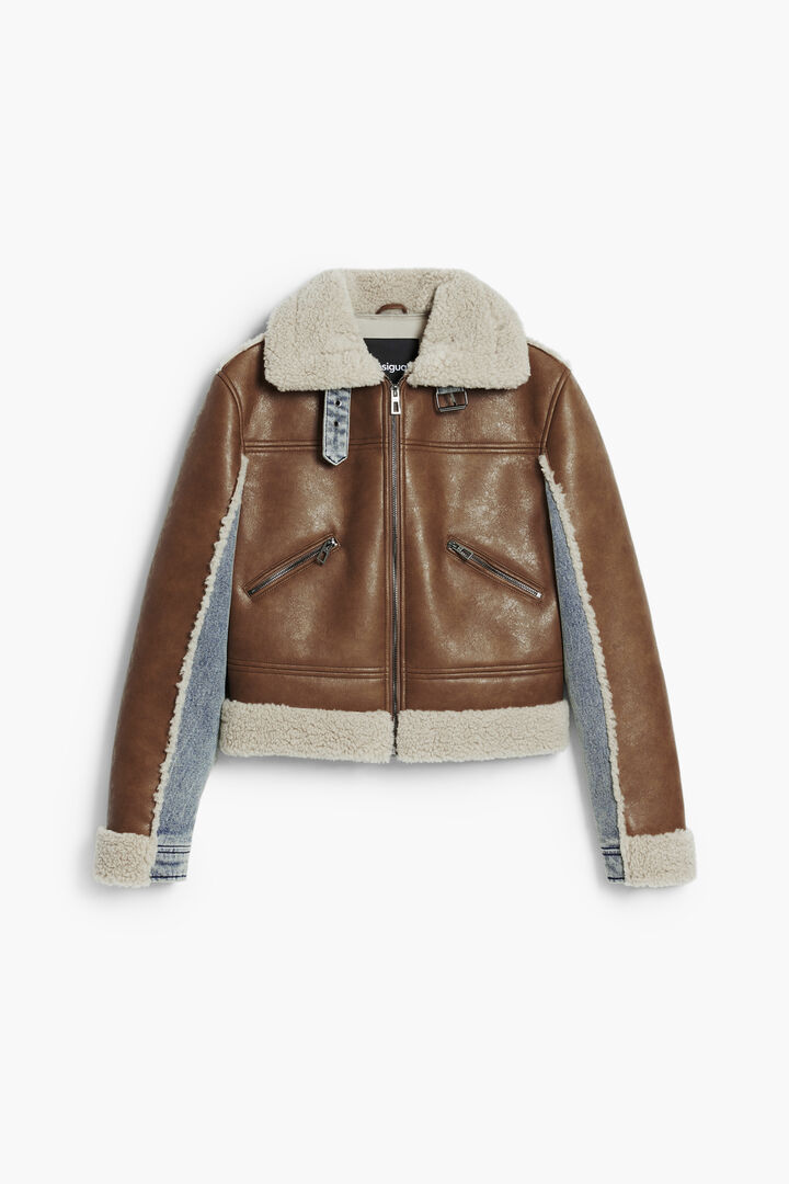 Veste combinée en peau lainée | Desigual
