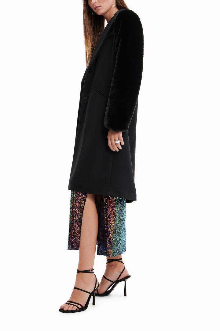 Abrigo lana efecto pelo | Desigual