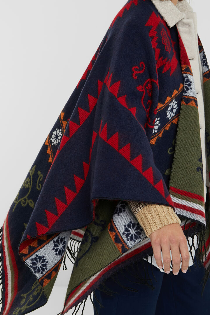 Poncho rettangolare fregi etnici | Desigual