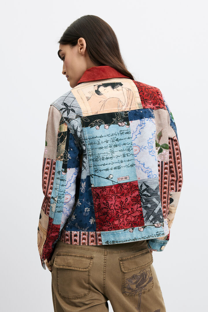veste regular patchwork en coton