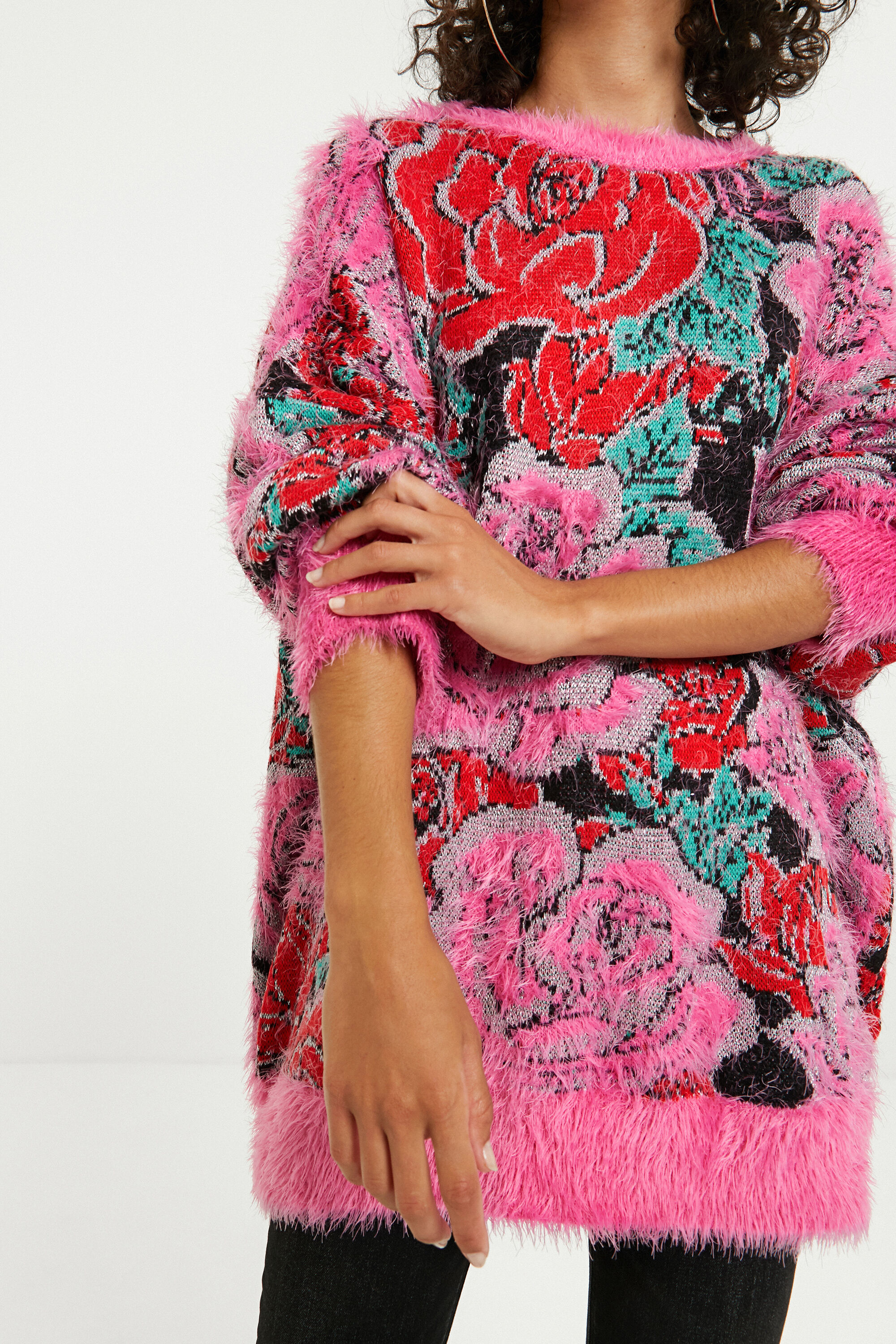 Jersey de tricot floral oversize | Desigual.com