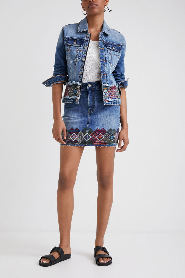 Denim jacket with border | Desigual