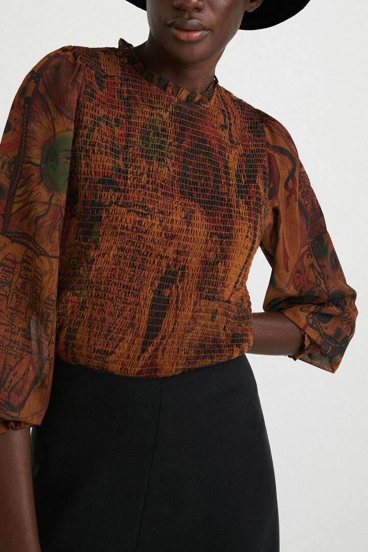 Blouse nid d'abeille imprimée | Desigual