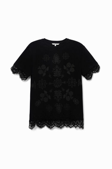 T-shirt with floral and lace design | Desigual
