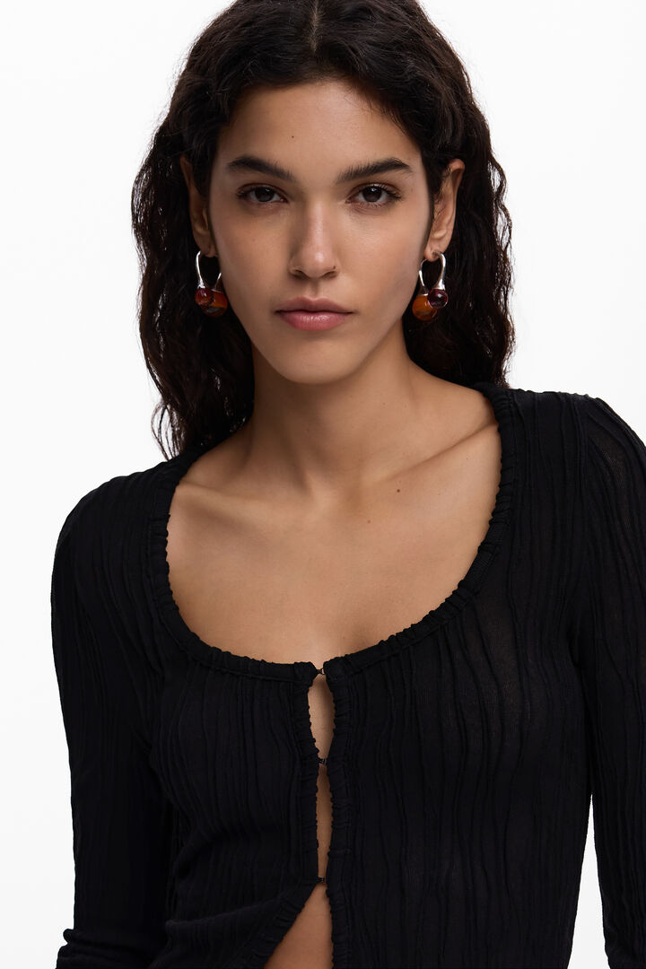 T-shirt with snap buttons and tie | Desigual