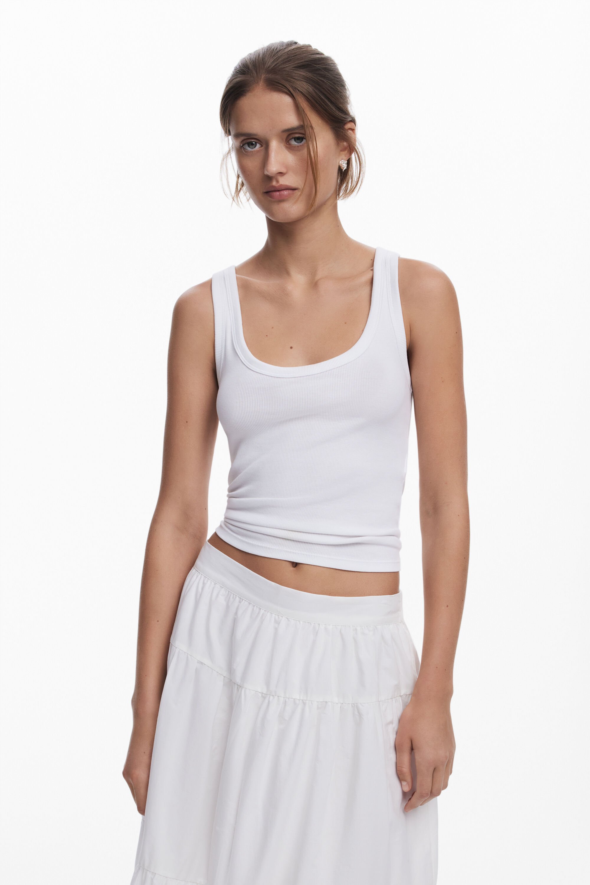 Desigual Embroidered Cotton Midi Skirt In White