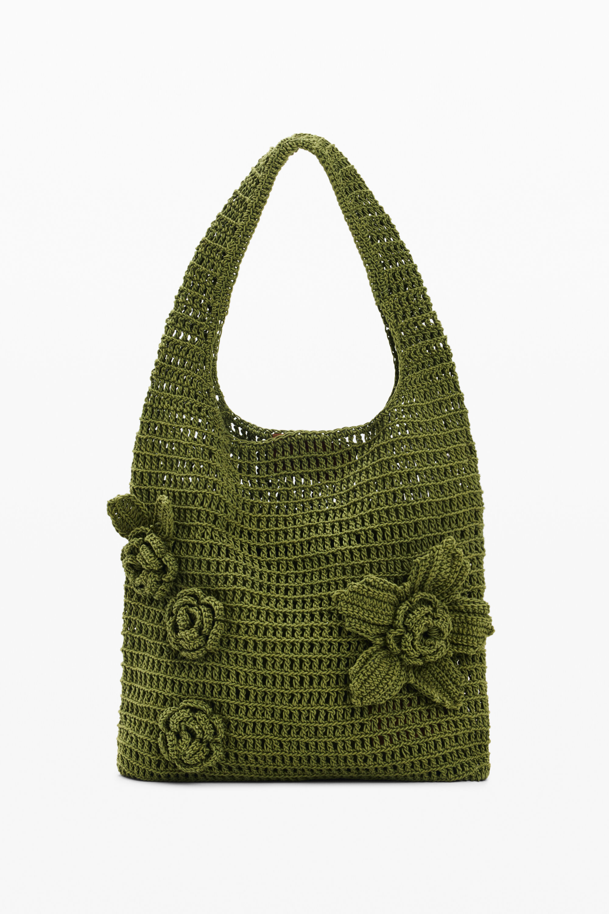 Bolso crochet flores, Algodon, Verde, U