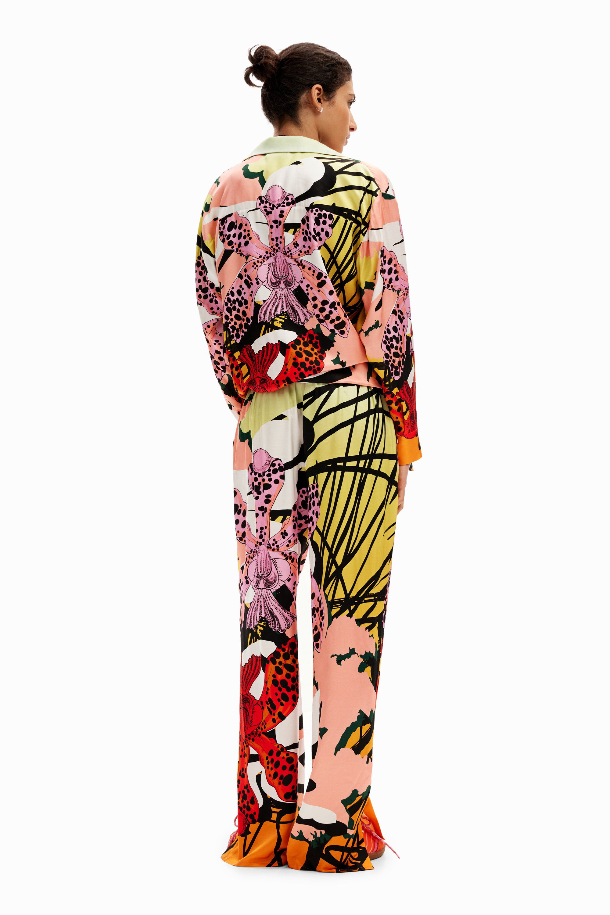 Shop Desigual M. Christian Lacroix Silk Orchid Trousers In Material Finishes