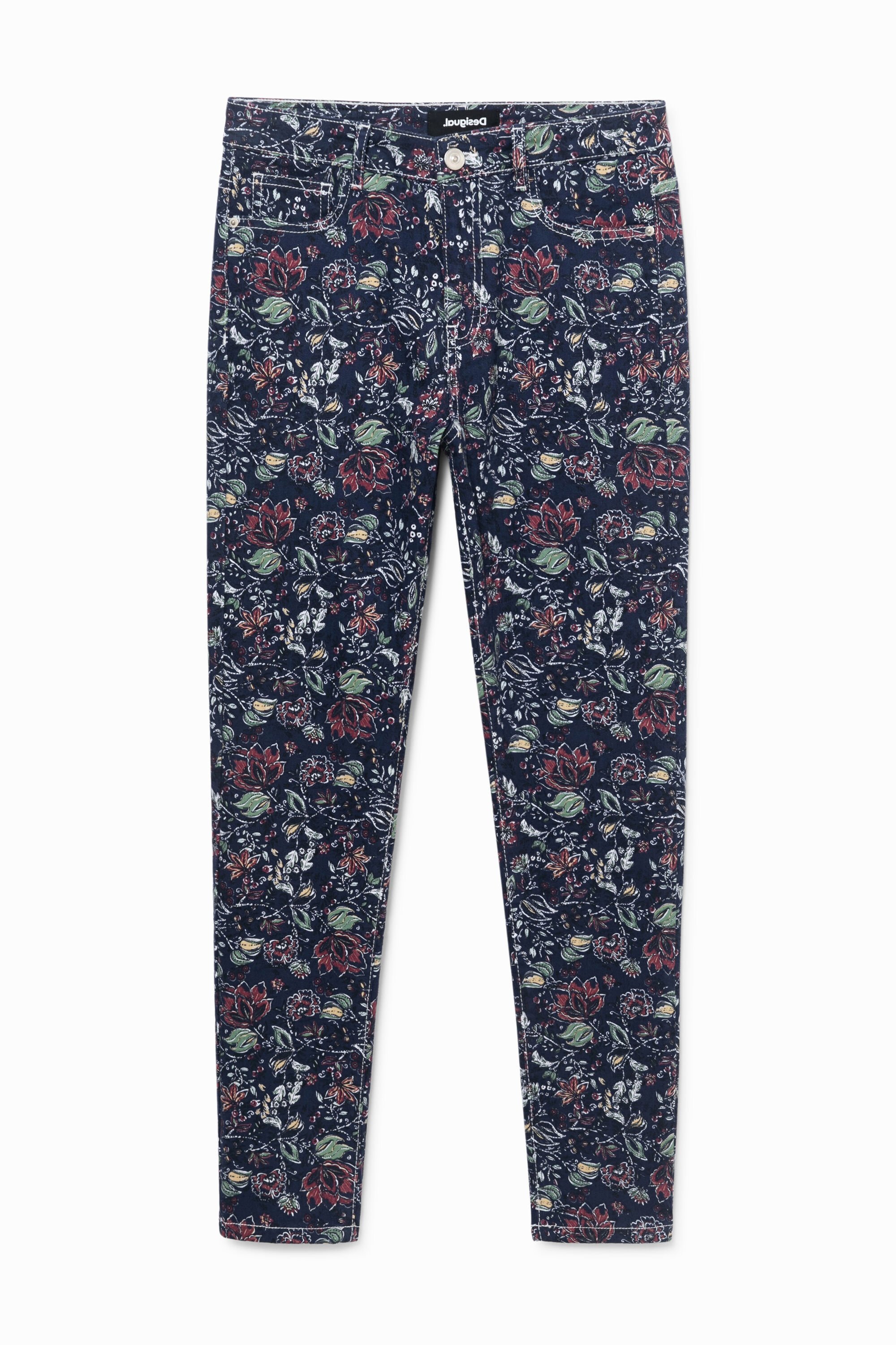 Knöchellange Skinny Pants Blumen