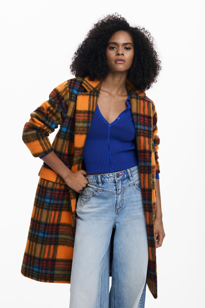 Langer Mantel mit Karomuster | Desigual