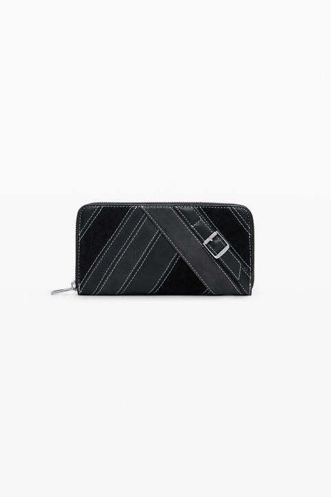 LARGE FAUX LEATHER WALLET WITH BUCKLES