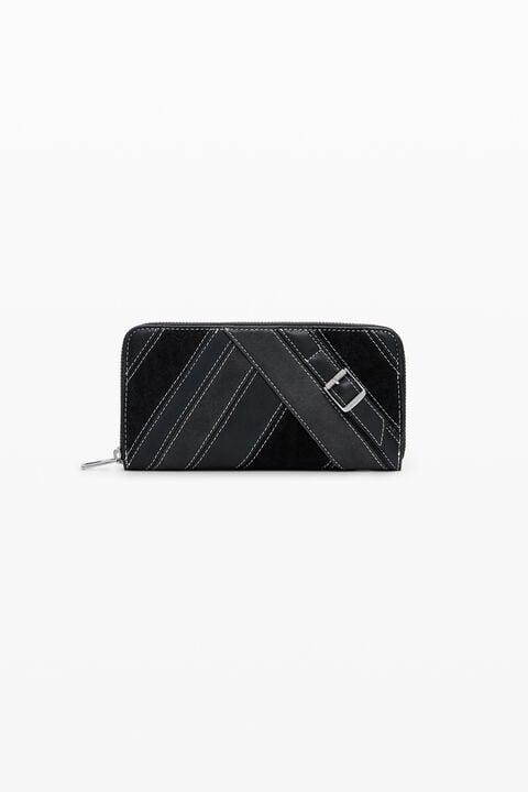 LARGE FAUX LEATHER WALLET WITH BUCKLES