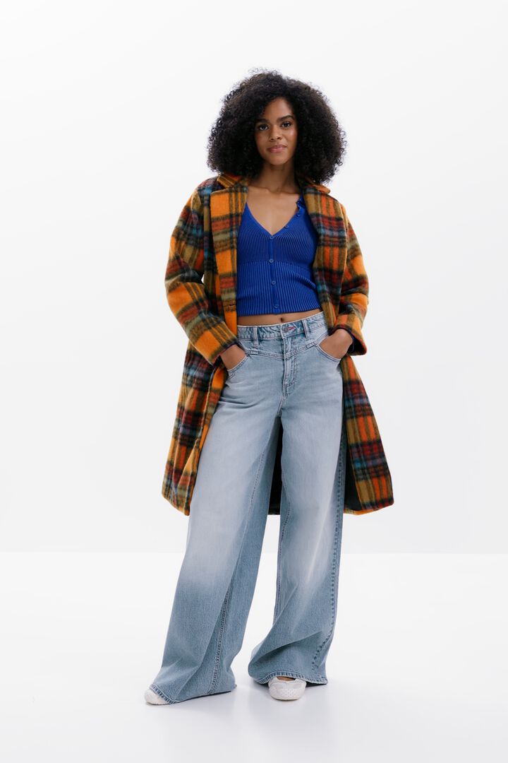 Langer Mantel mit Karomuster | Desigual