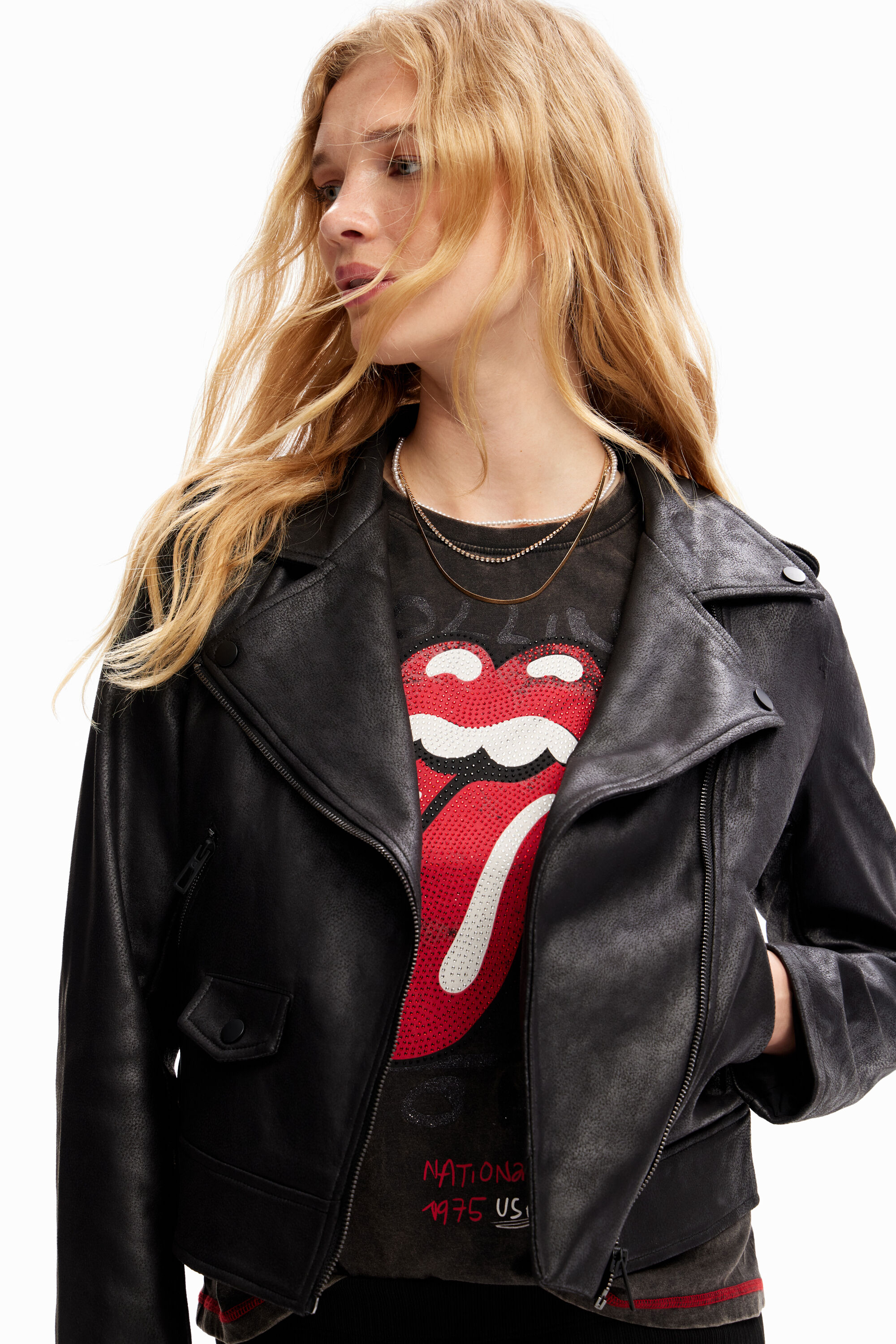 Slim biker jacket - BLACK - XXL