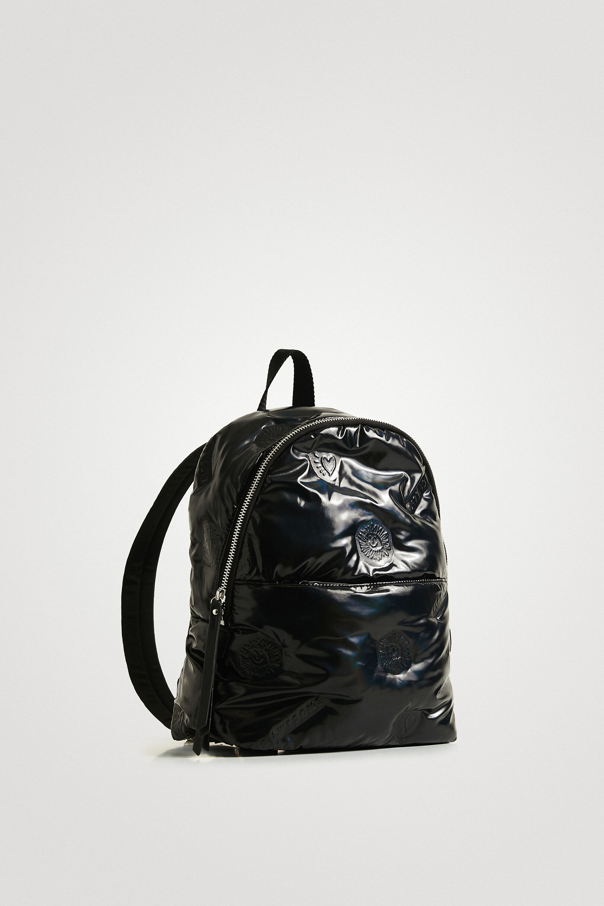 Shop Desigual Padded Mini-backpack Vinyl In Black