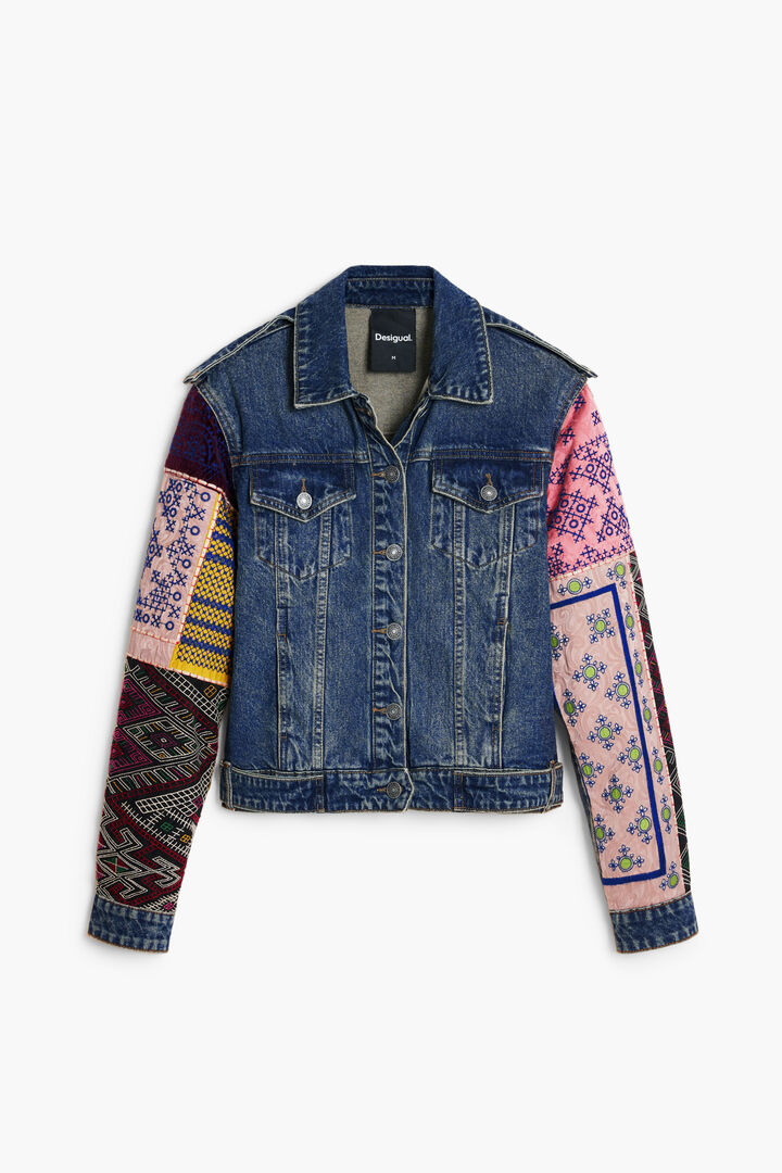 Denim jacket with combined sleeves | Desigual