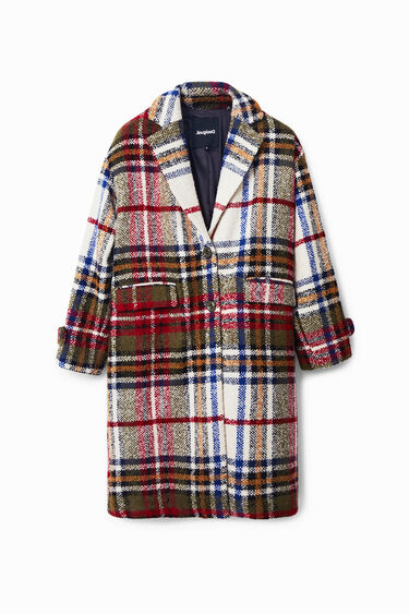 Long tartan wool coat | Desigual.com
