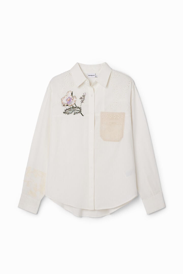 Camisa lino ganchillo