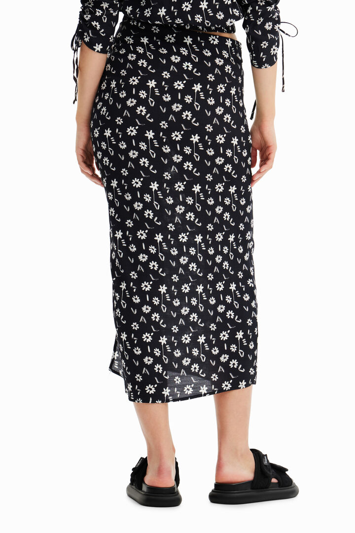 Jupe midi ouverture fleurs | Desigual